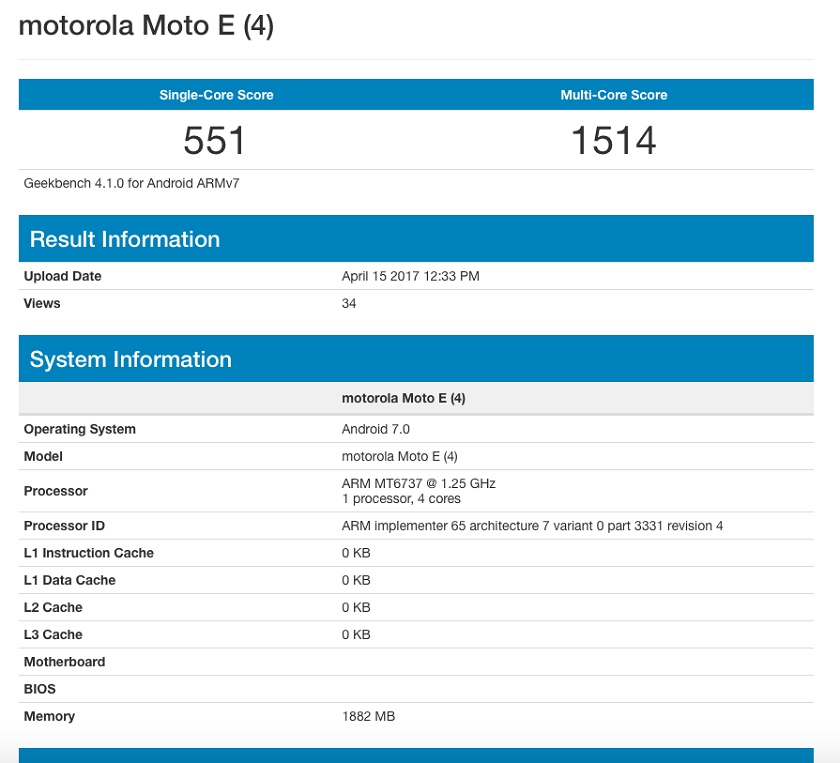  Бюджетный смартфон Moto E4 показался в Geekbench Другие устройства  - moto-e4