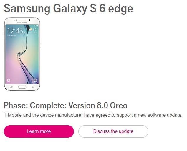  T-Mobile дал добро на Android Oreo для Galaxy S6 и Note 5 Samsung  - galaxy_s6_update_02
