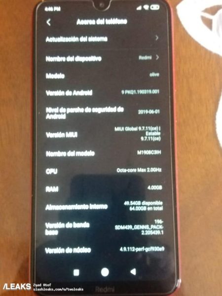  Фото Redmi 8A: Snapdragon 439 и батарея на 5000 мА·ч Xiaomi  - 02-3
