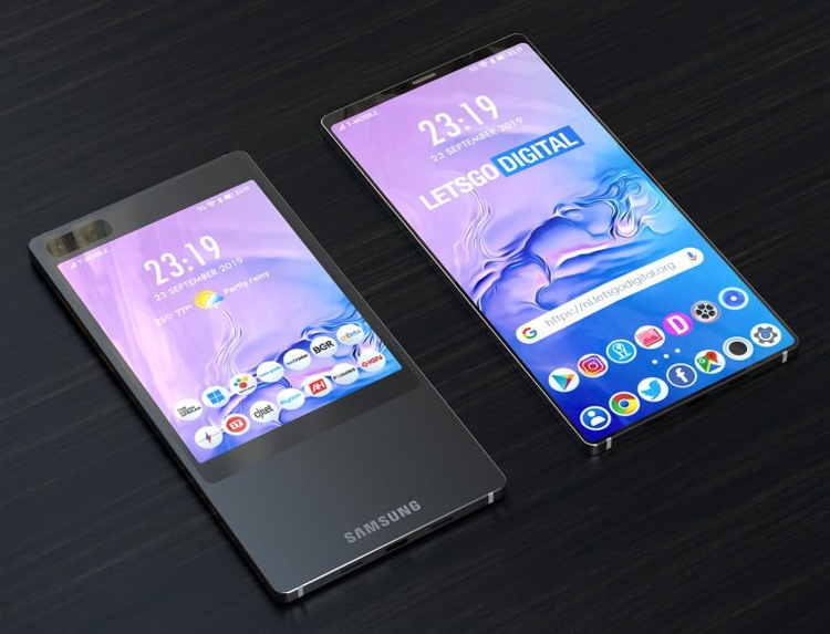  Samsung думает выпустить смартфон с большим экраном на задней стороне? Samsung  - sam1