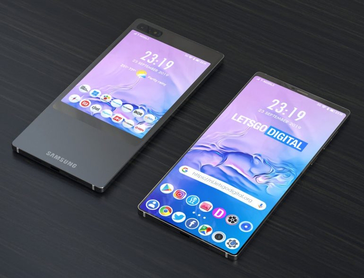  Samsung думает выпустить смартфон с большим экраном на задней стороне? Samsung  - sam5