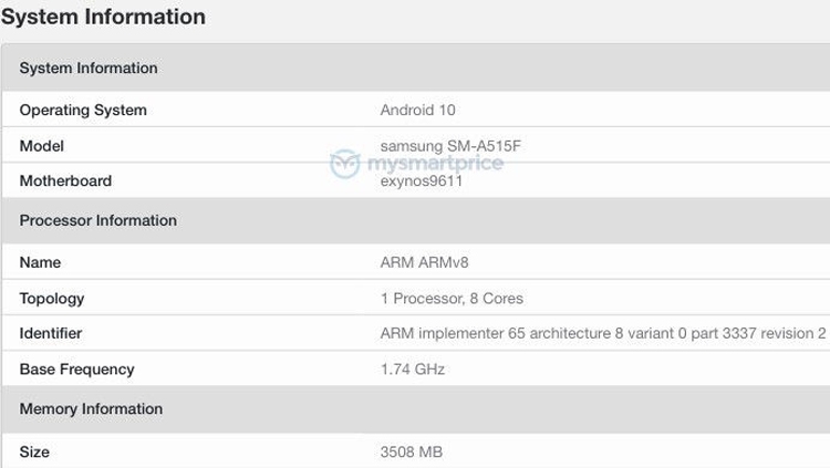  Samsung Galaxy A51 засветился в бенчмарке с чипом Exynos 9611 Samsung  - Galaxy2