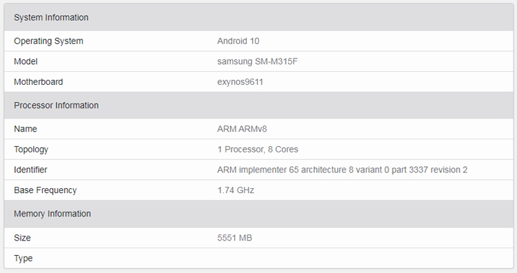  Samsung Galaxy M31 показался в бенчмарке с процессором Exynos 9611 Samsung  - galaxy2-4