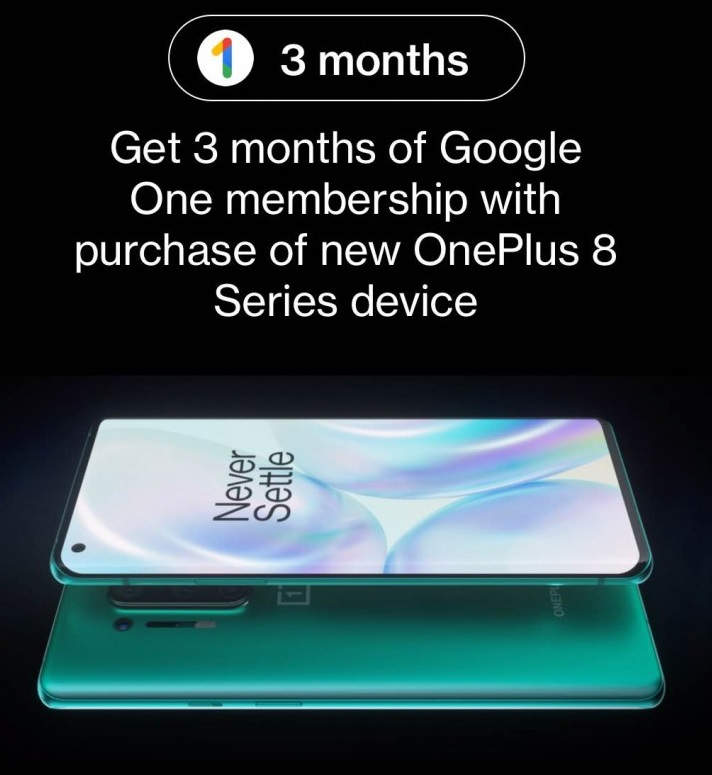 Покупателям OnePlus 8 дадут 3 месяца бесплатной подписки Google One Другие устройства  - googleone3