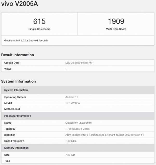  Vivo X50 на Snapdragon 765G был замечен в базе данных Geekbench Другие устройства  - sm.1Vivo-X50-Geekbench.600
