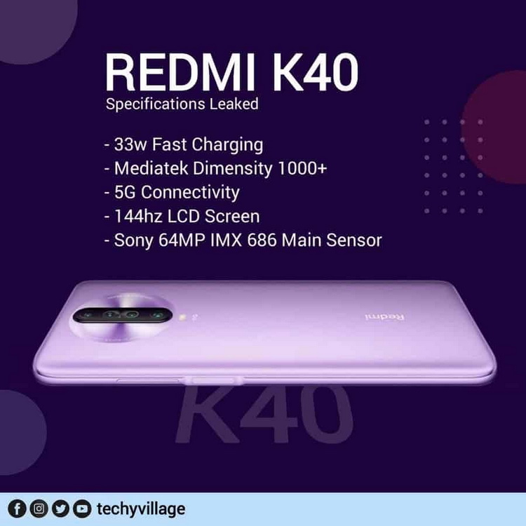  Redmi K40 причисляют процессор Dimensity 1000+ и 64-Мп камеру Xiaomi  - 2020062609