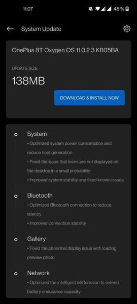  OnePlus 8T обновился OxygenOS 11.0.2.3: оптимизирована автономность, Bluetooth и 5G Другие устройства  - d743ecdb7b68578ca06c12924541b217